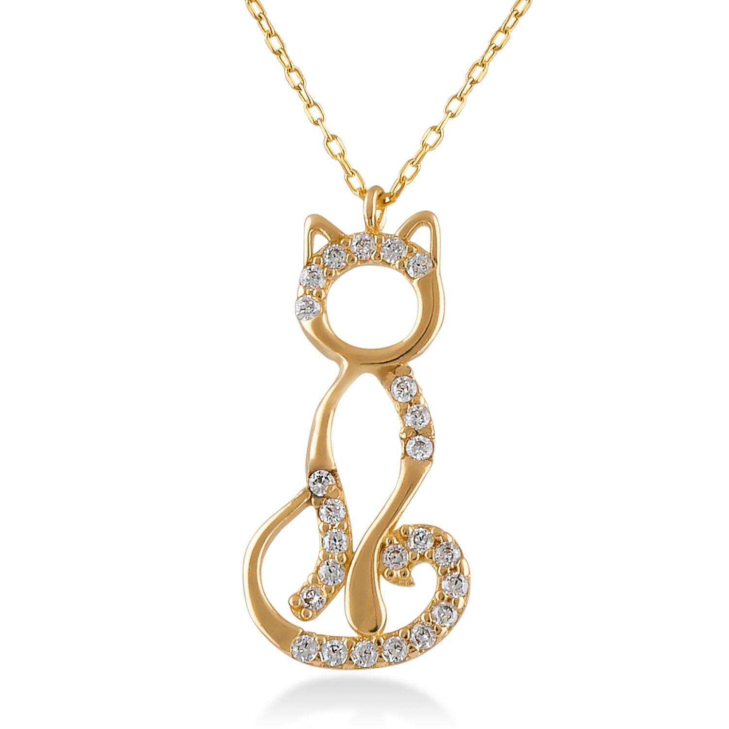 14k gold clearance cat necklace