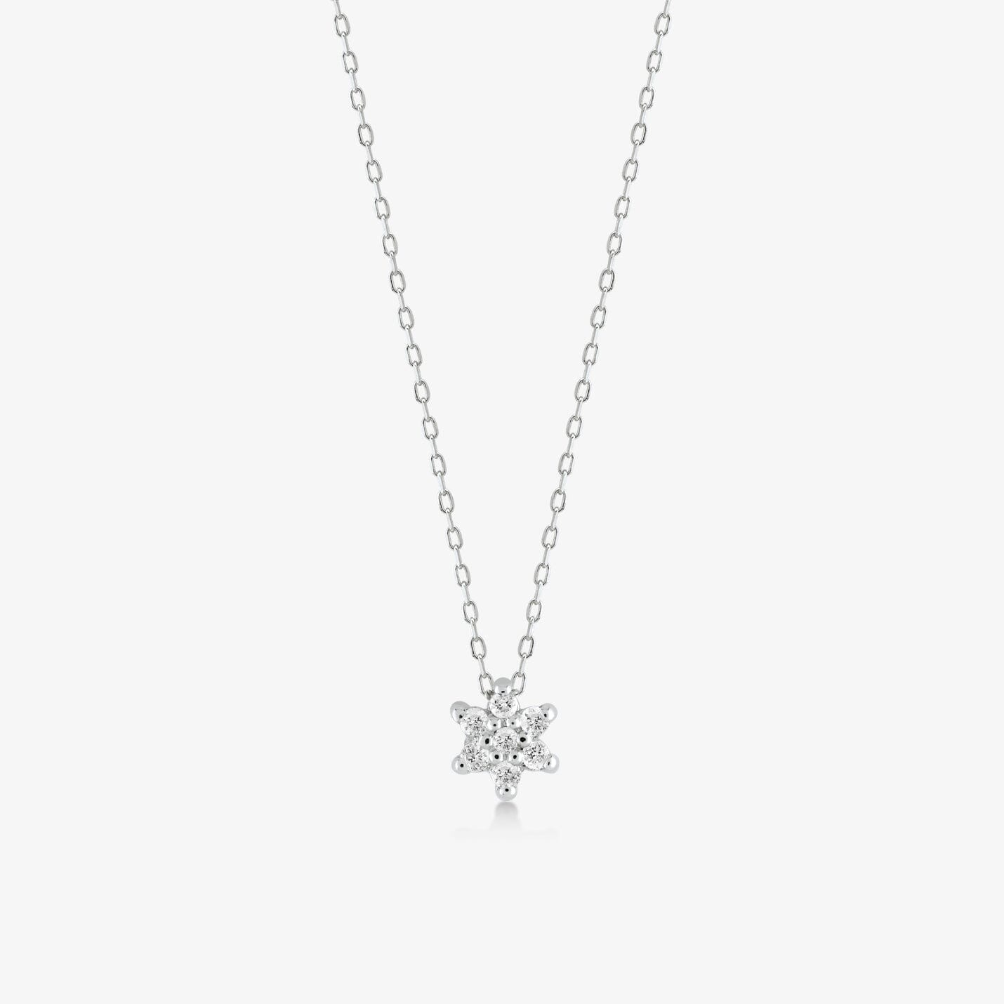 Diamond Flower Necklace in 14k Solid Gold - JCarat