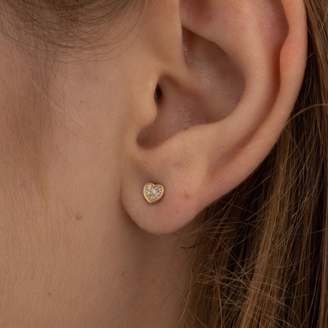 Diamond Heart Earrings in 14k Solid Gold - JCarat