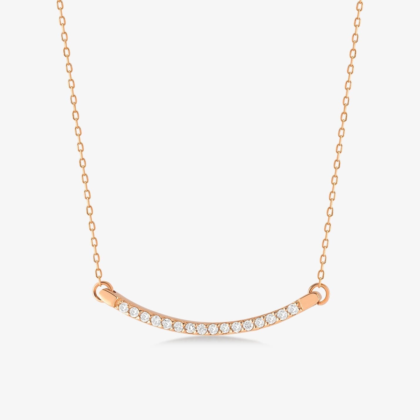 Diamond Pave Curved Necklace in 14k Solid Gold - JCarat