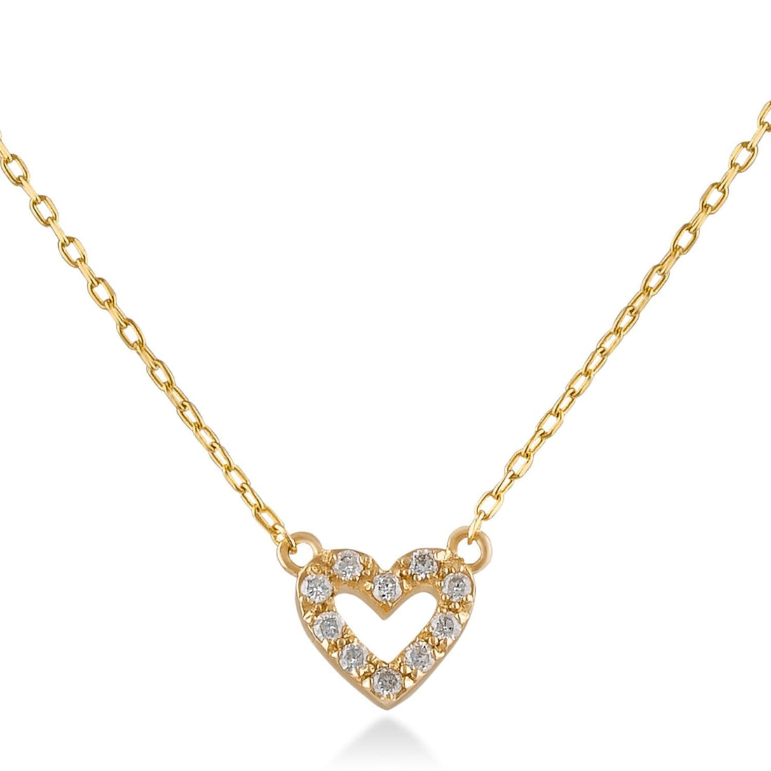 Diamond Small Heart Necklace in 14k Solid Gold - JCarat