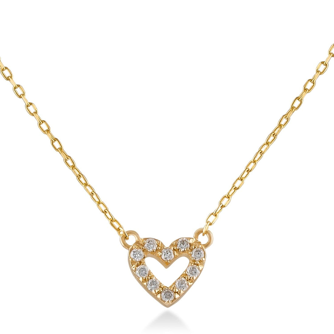 Diamond Small Heart Necklace in 14k Solid Gold - JCarat