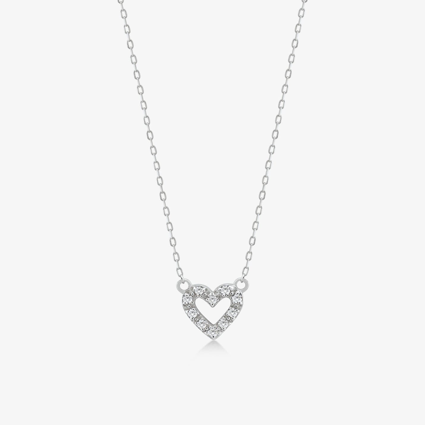 Diamond Small Heart Necklace in 14k Solid Gold - JCarat