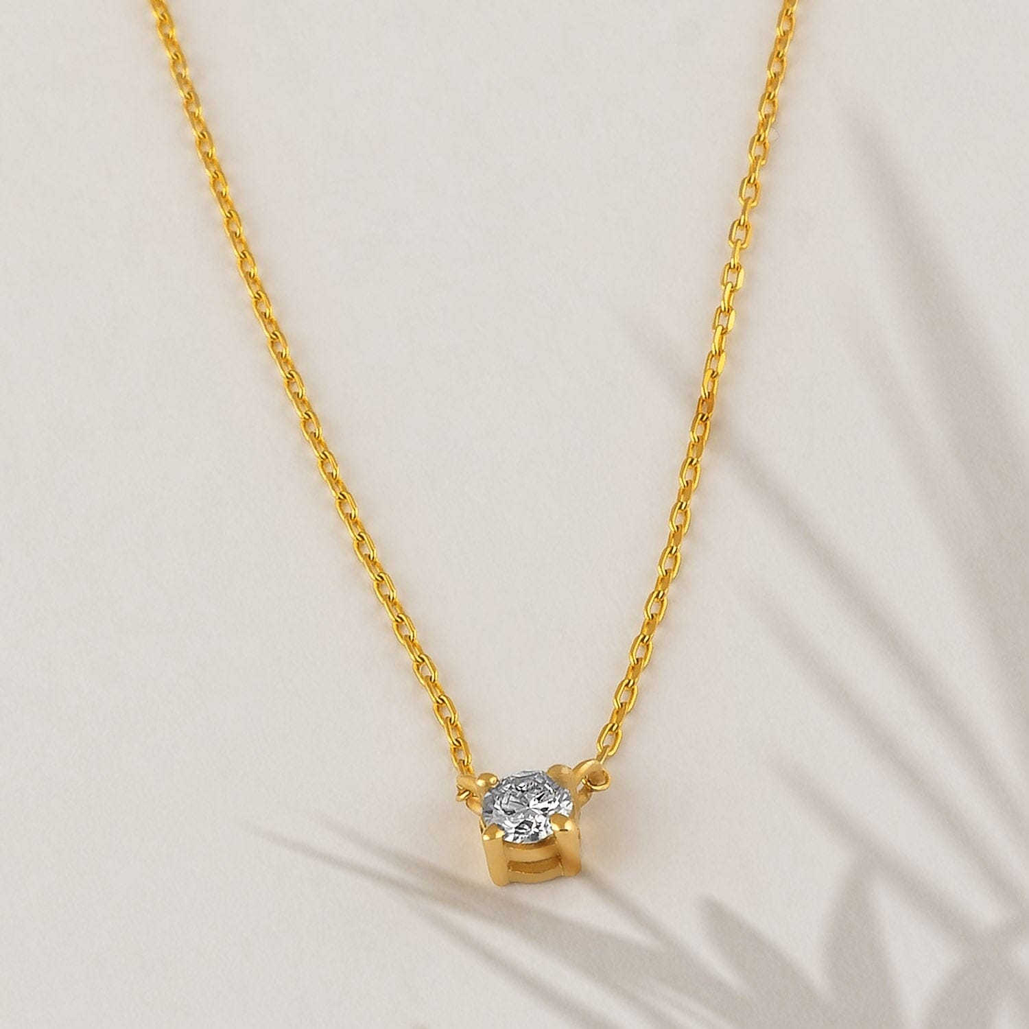 Diamond Square Solitaire Necklaces in 14k Solid Gold - JCarat