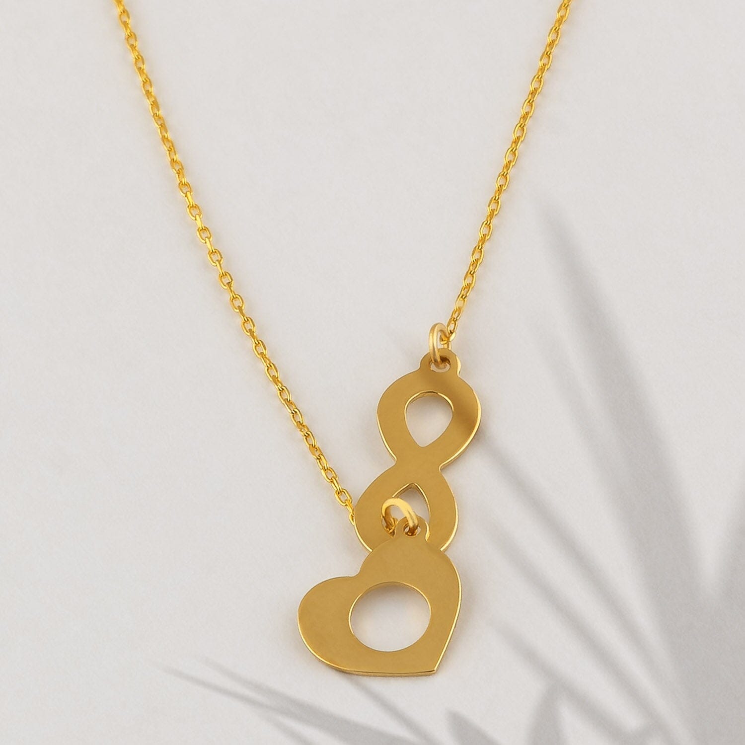 Infinity Heart Y-Necklace in 14k Solid Gold - JCarat