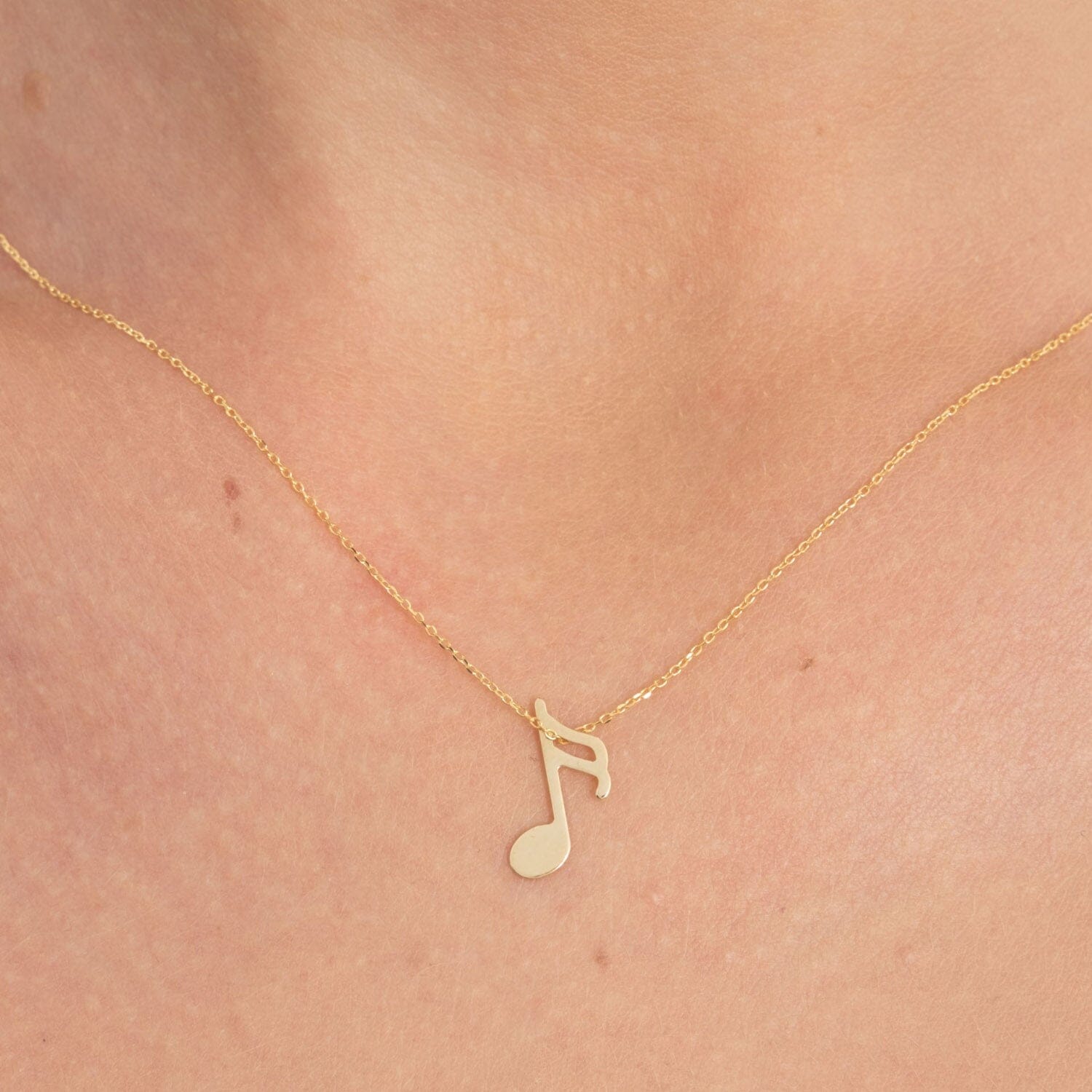 Music Note Necklace in 14k Solid Gold - JCarat