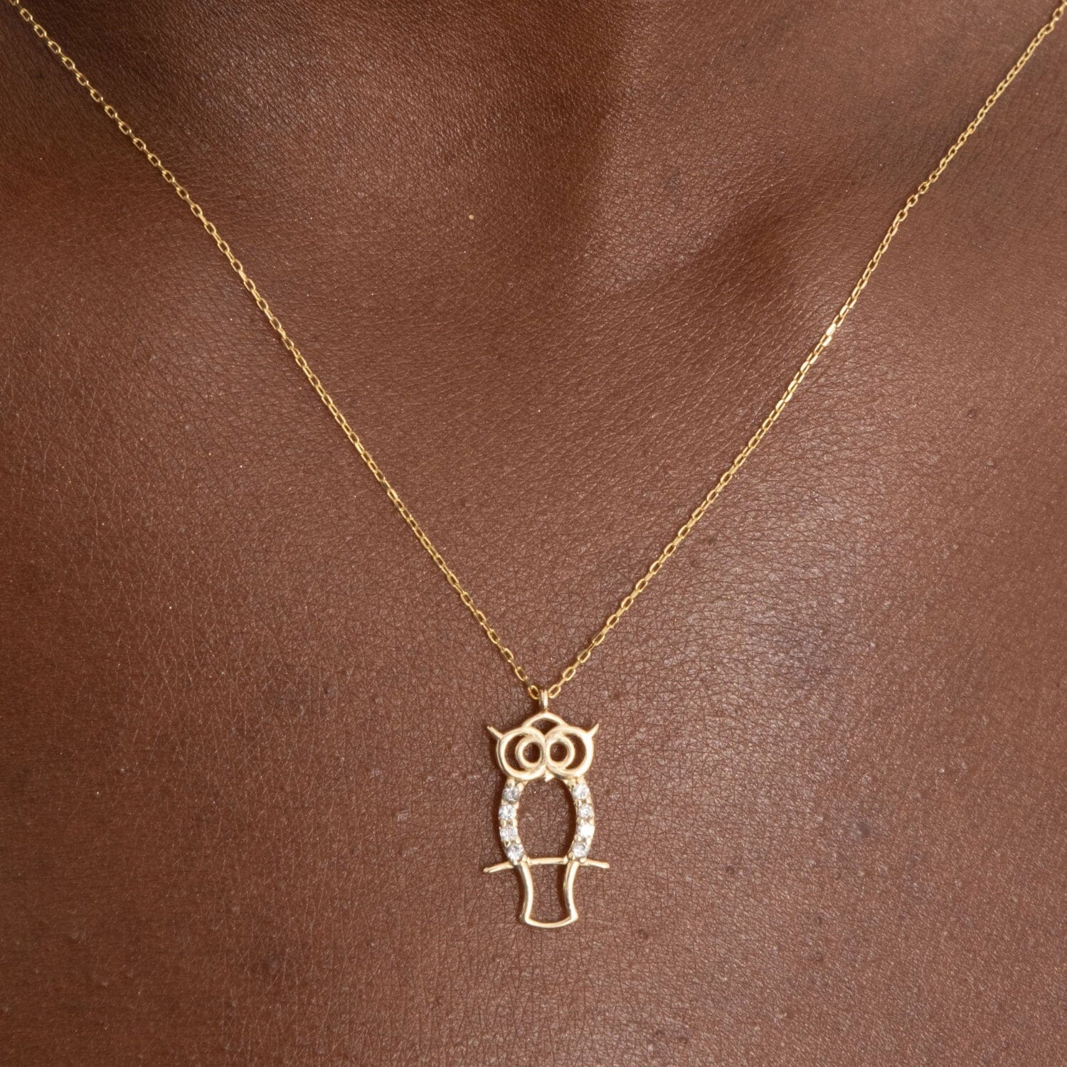 Owl Necklace in 14k Solid Gold - JCarat