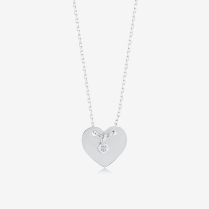 Collier coeur personnalisé en diamant en or massif 14 carats