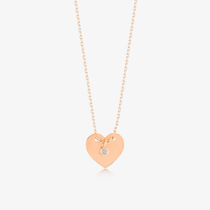 Collar personalizado con diamantes en forma de corazón en oro macizo de 14 k