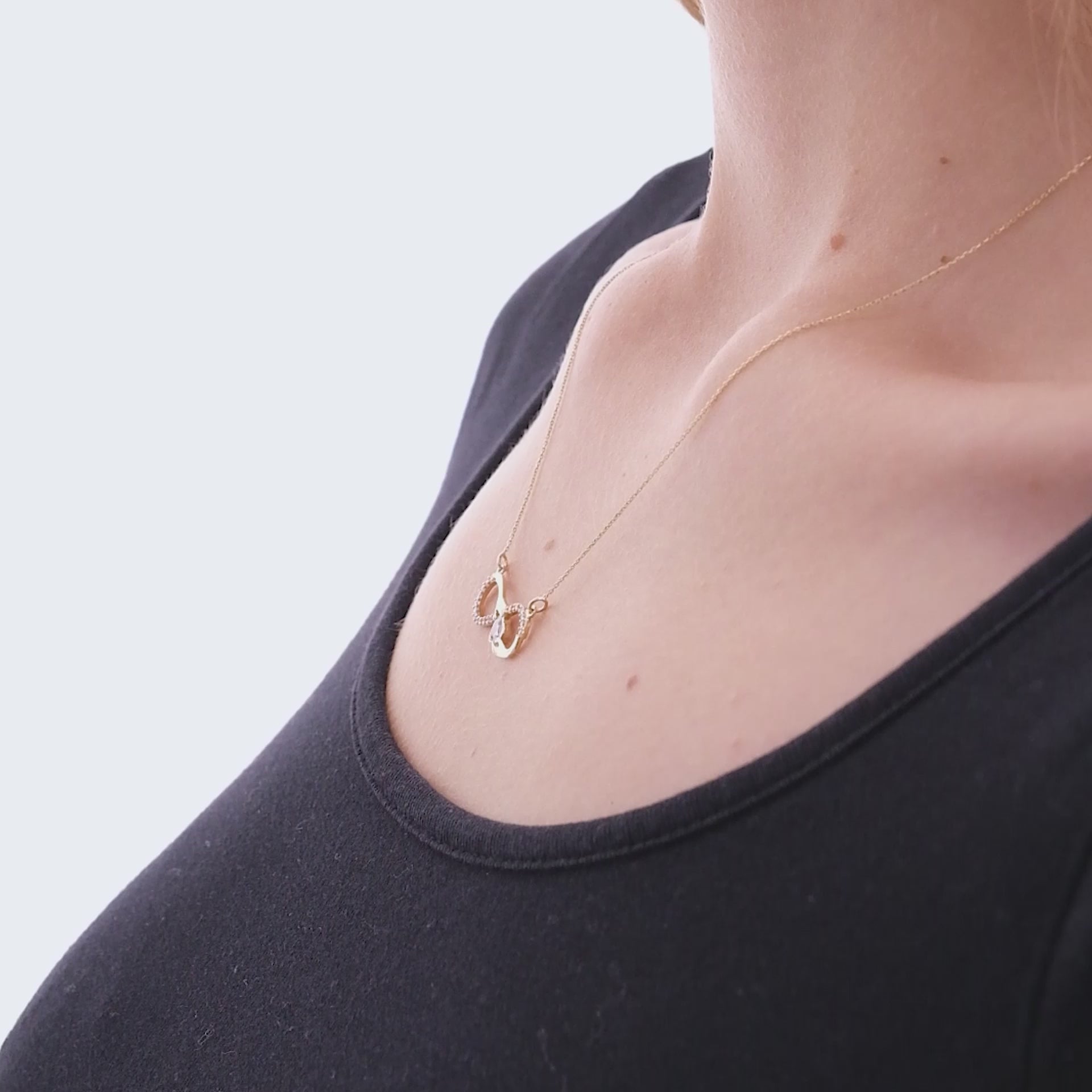 14k Solid Gold Infinity Mini Heart Necklace with Diamonds