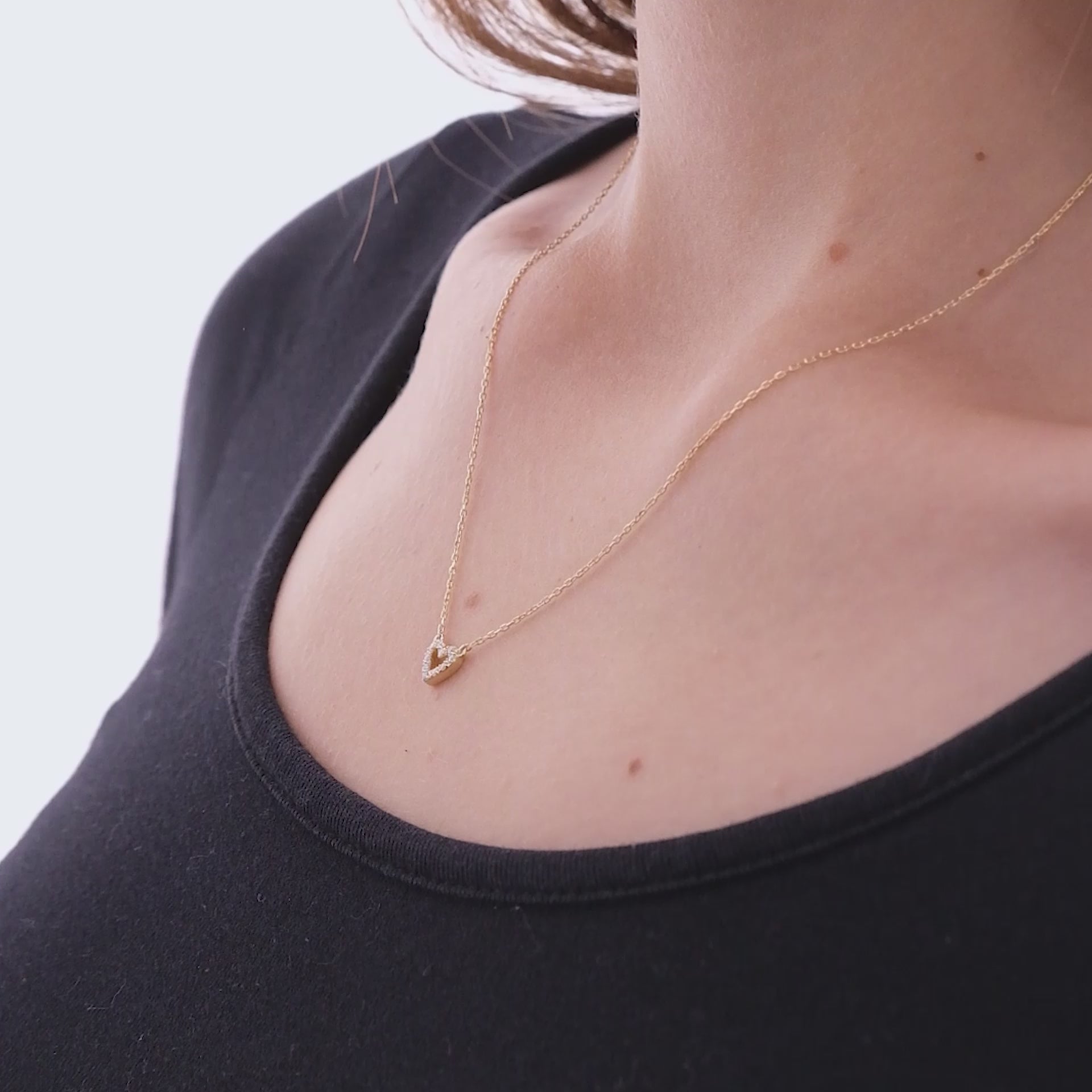 9ct Yellow Gold Double Open Heart & Bead Necklace | H.Samuel