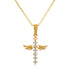 14k Solid Gold Angel Cross Pendant Necklace - JCarat