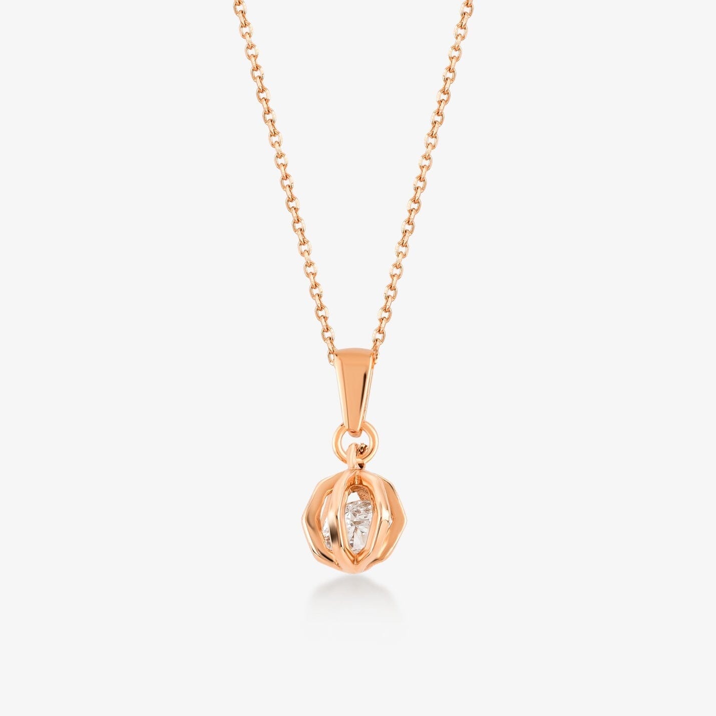 14k Solid Gold Cage Pendant Necklace - JCarat