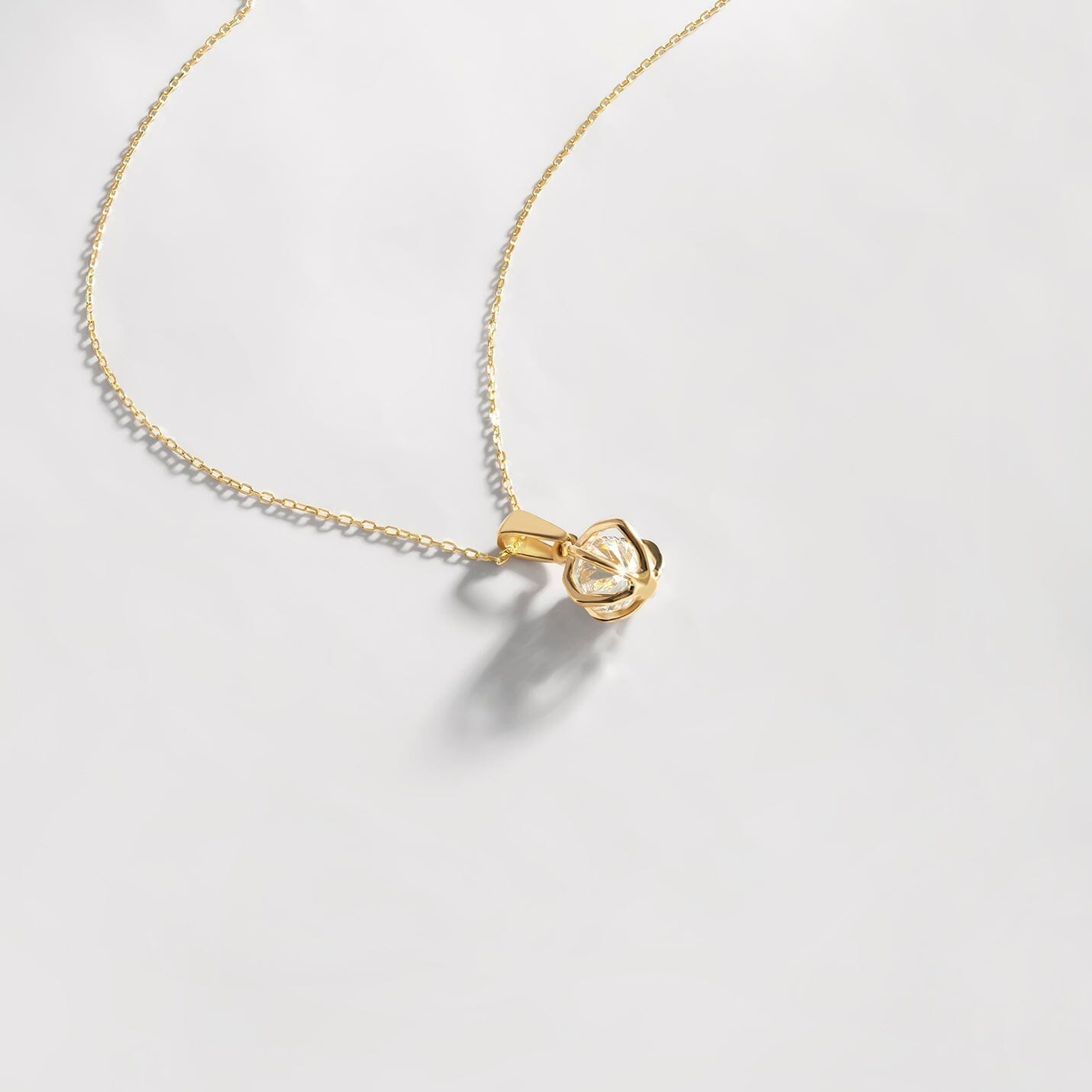 14k Solid Gold Cage Pendant Necklace - JCarat