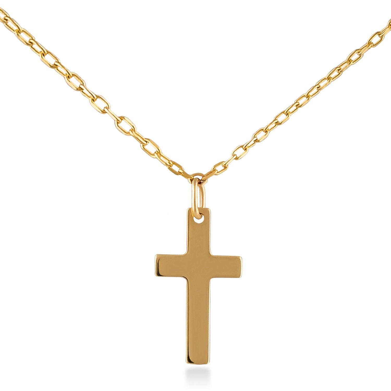 14k Solid Gold Cross Choker Station Pendant Necklace - JCarat