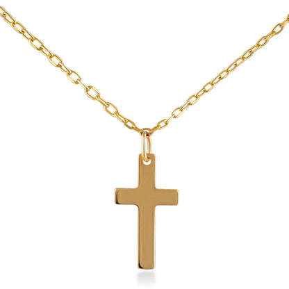 14k Solid Gold Cross Choker Station Pendant Necklace - JCarat