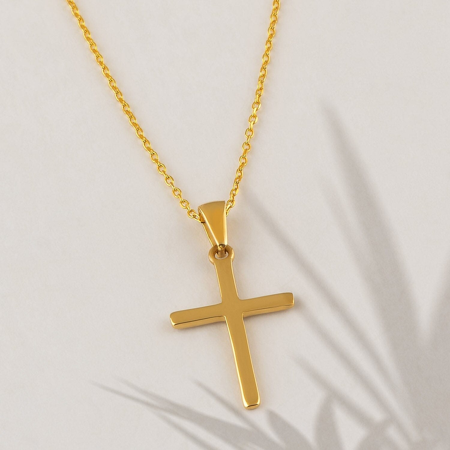 14k Solid Gold Cross Slip Pendant Necklace - JCarat