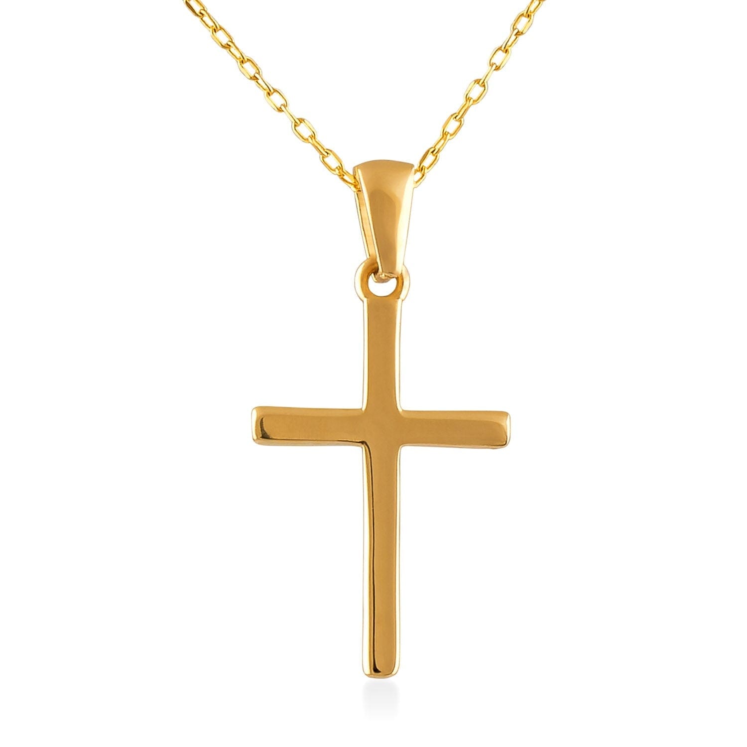 14k Solid Gold Cross Slip Pendant Necklace - JCarat