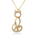 14k Solid Gold CZ Cat Pendant Necklace - JCarat