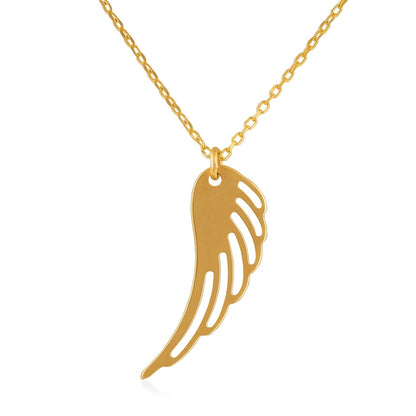 14k Solid Gold Diamond Angel Wing Pendant Necklace - JCarat