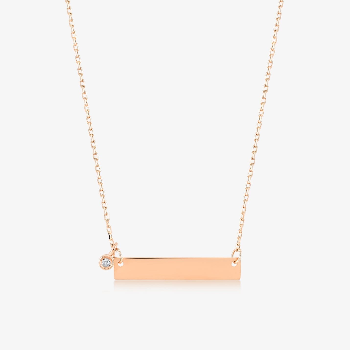 14k Solid Gold Diamond Bar Pendant Necklace - JCarat