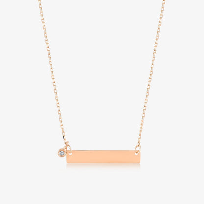 14k Solid Gold Diamond Bar Pendant Necklace - JCarat