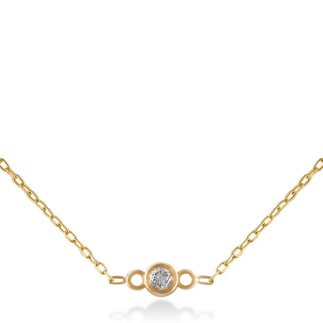 14k Solid Gold Diamond Bezel Set Station Pendant Necklace - JCarat