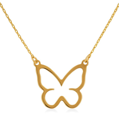 14k Solid Gold Diamond Butterfly Pendant - JCarat