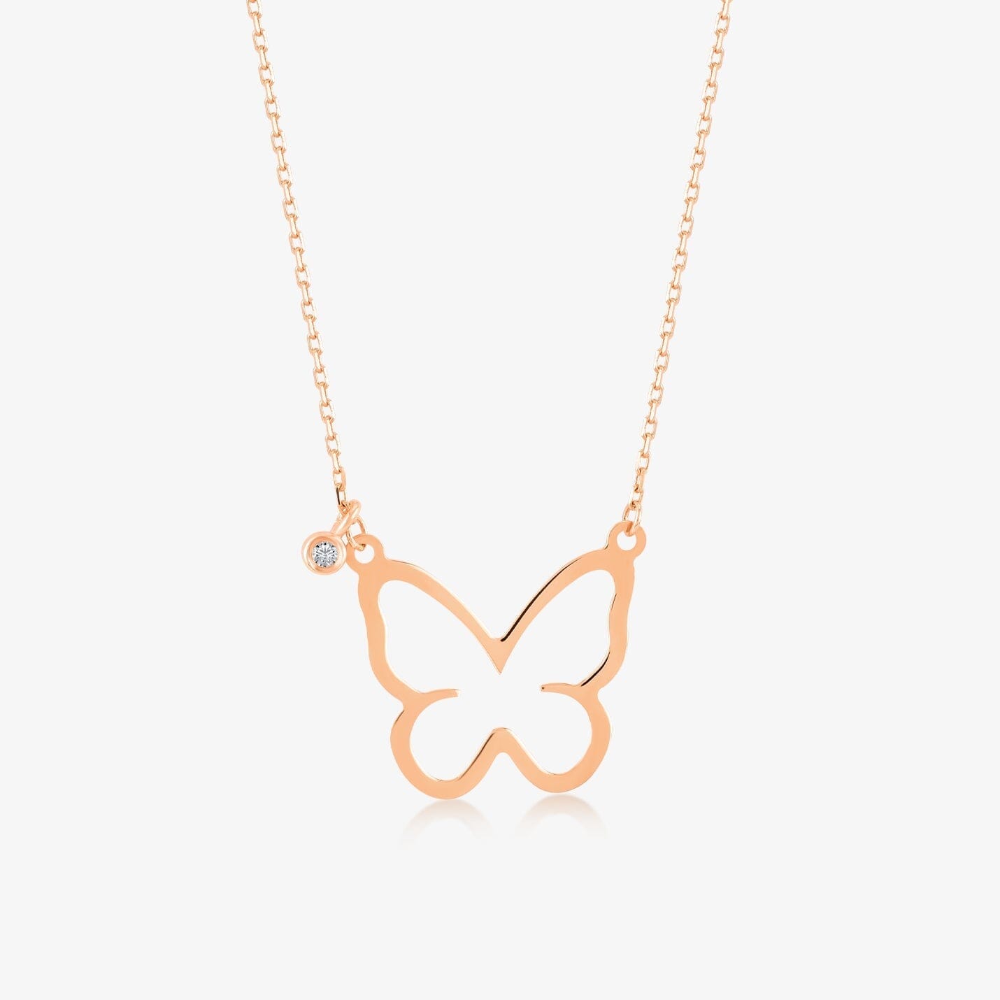 14k Solid Gold Diamond Butterfly Pendant - JCarat