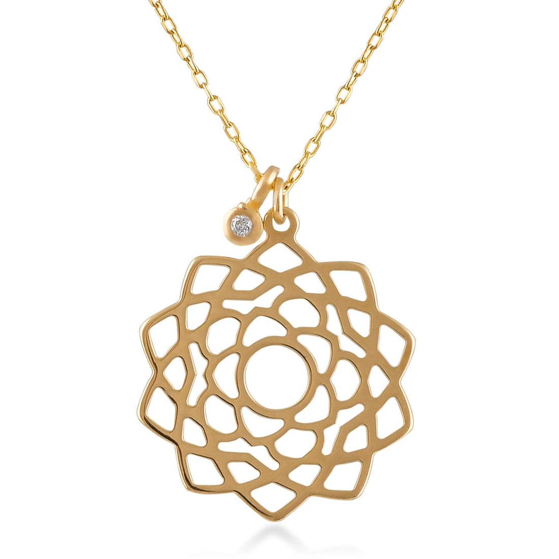 14k Solid Gold Diamond Chakra Pendant Necklace - JCarat