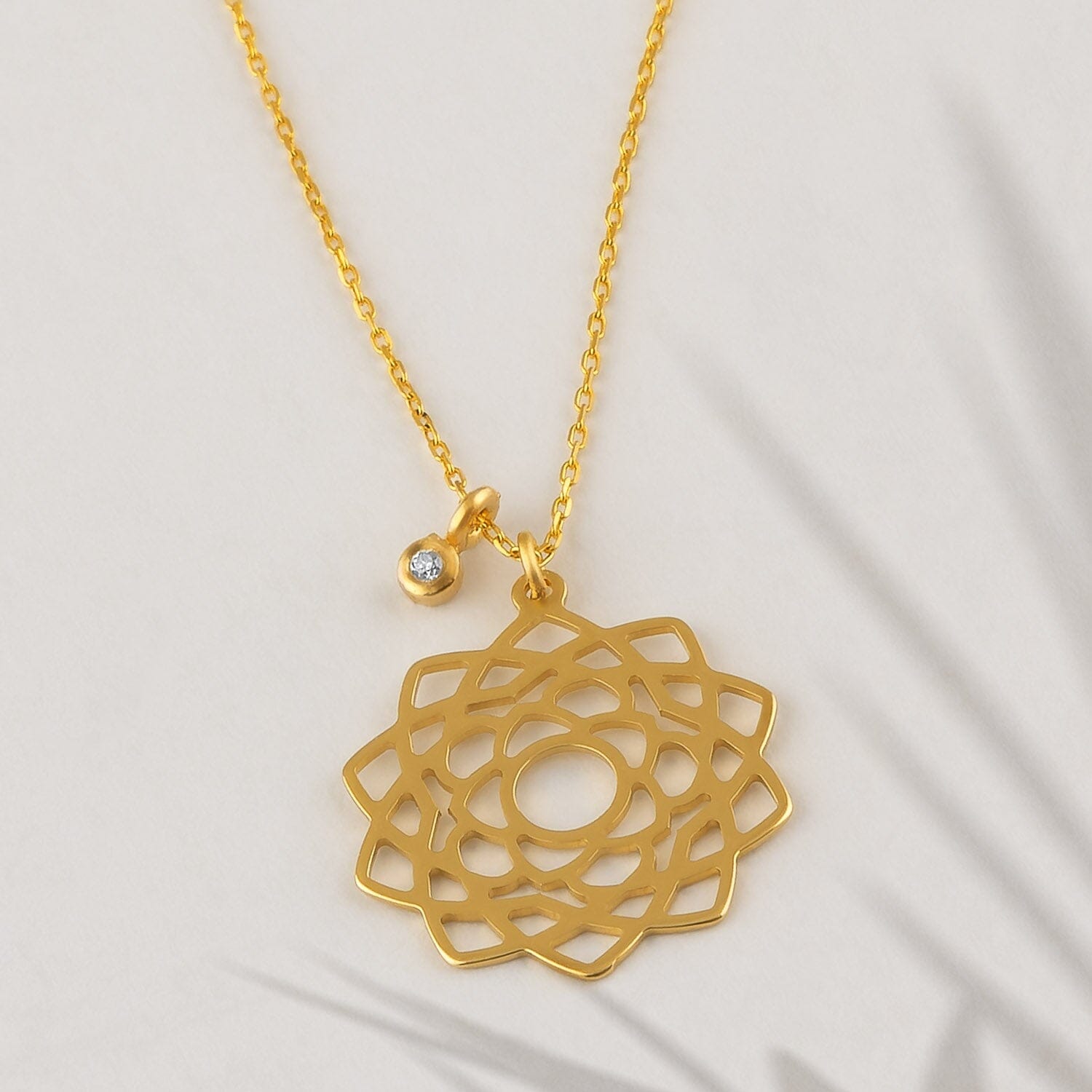 14k Solid Gold Diamond Chakra Pendant Necklace - JCarat