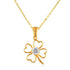 14k Solid Gold Diamond Clover Pendant Necklace - JCarat