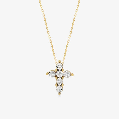 14k Solid Gold Diamond Cross Pendant Necklace - JCarat