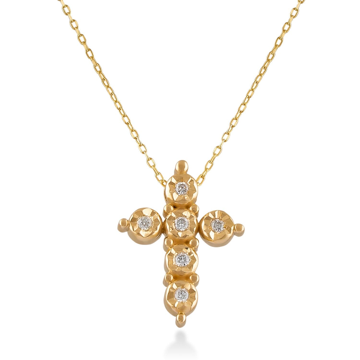 14k Solid Gold & Diamond Cross Charm, Yellow Gold, Full Pave fashion Diamonds, (14K-DCH-836)