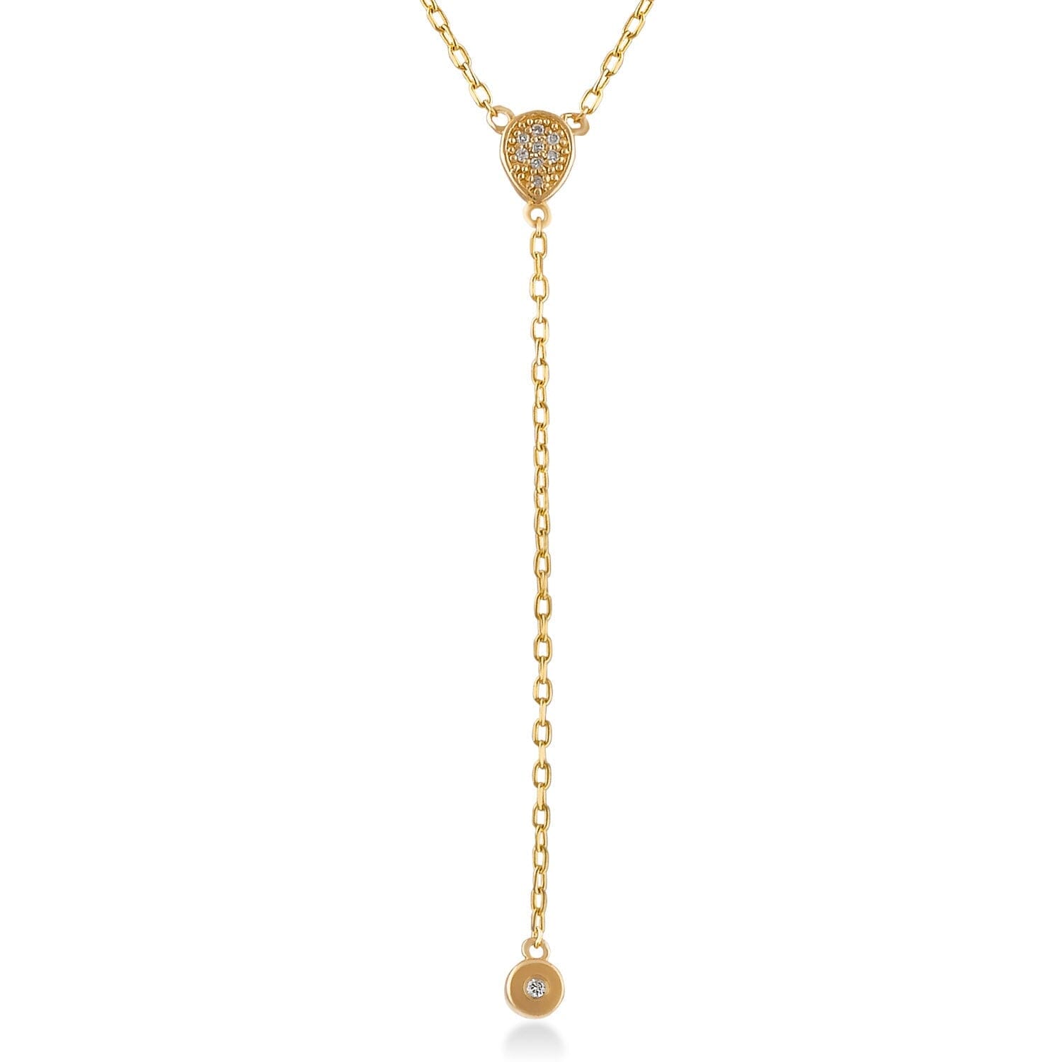 14k Solid Gold Diamond Teardrop-Y Pendant Necklace - JCarat