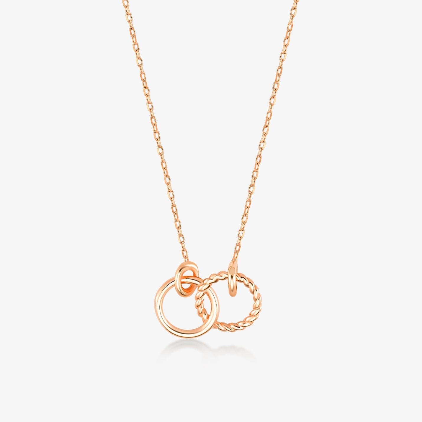 14k Solid Gold Double-Ring Pendant Necklace - JCarat