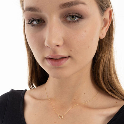 14k Solid Gold Double-Ring Pendant Necklace - JCarat