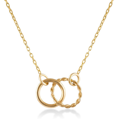 14k Solid Gold Double-Ring Pendant Necklace - JCarat