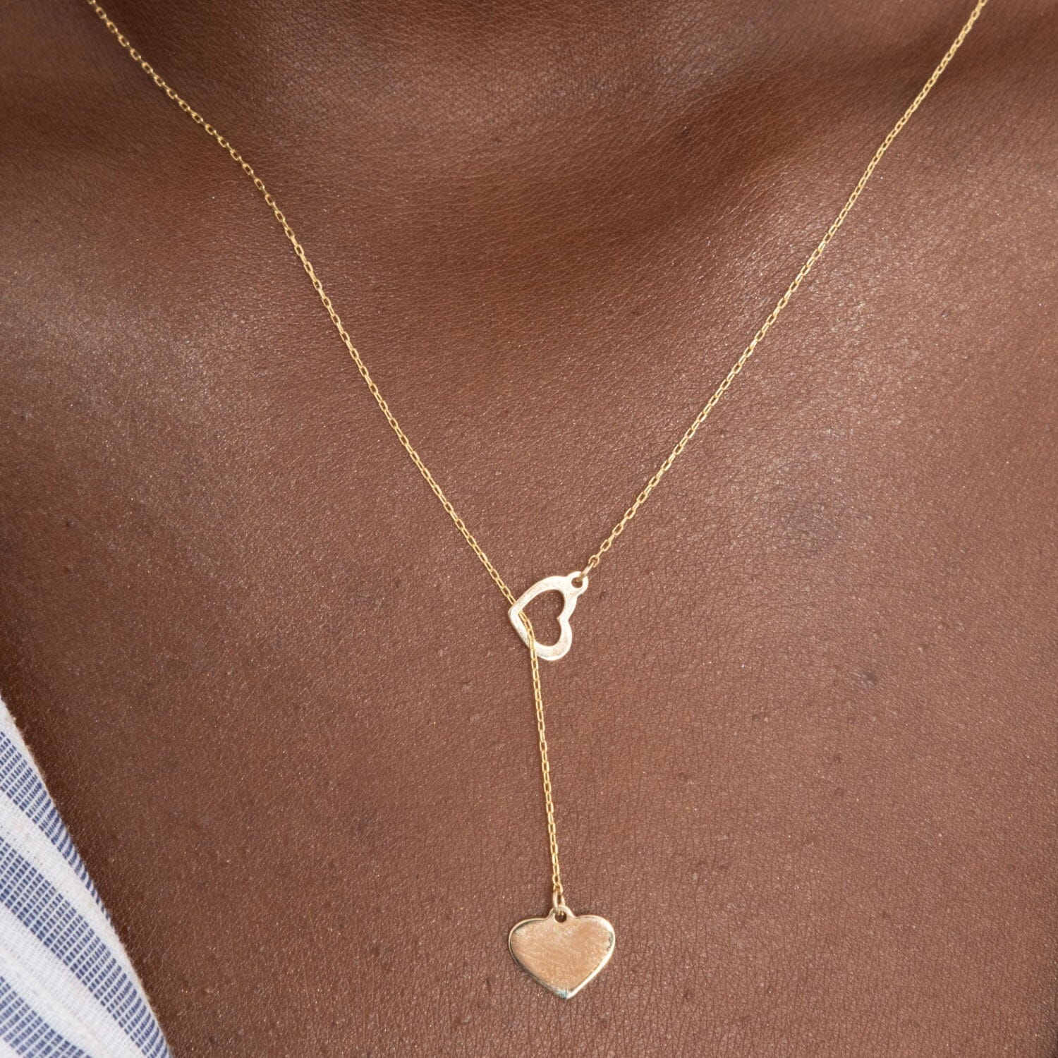 14k Solid Gold Dual Heart-Y Pendant Necklace - JCarat