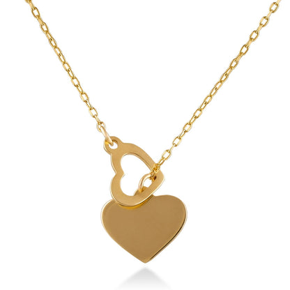 14k Solid Gold Dual Heart-Y Pendant Necklace - JCarat