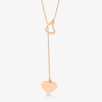 14k Solid Gold Dual Heart-Y Pendant Necklace - JCarat