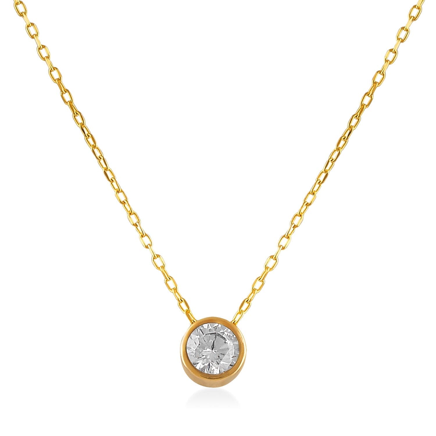 14k Solid Gold Minimal Dainty Floating CZ Pendant Necklace - JCarat