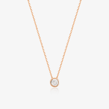 14k Solid Gold Minimal Dainty Floating CZ Pendant Necklace - JCarat