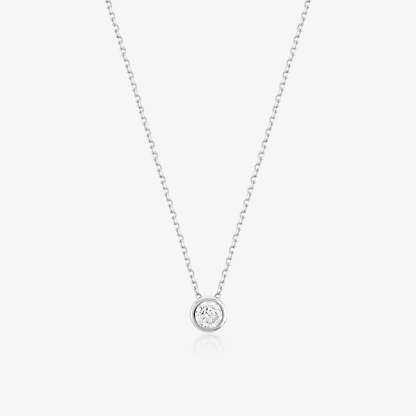 14k Solid Gold Minimal Dainty Floating CZ Pendant Necklace - JCarat