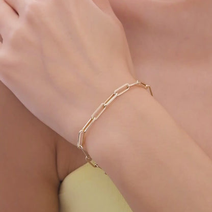 Brazalete con clip en oro sólido de 14 k 