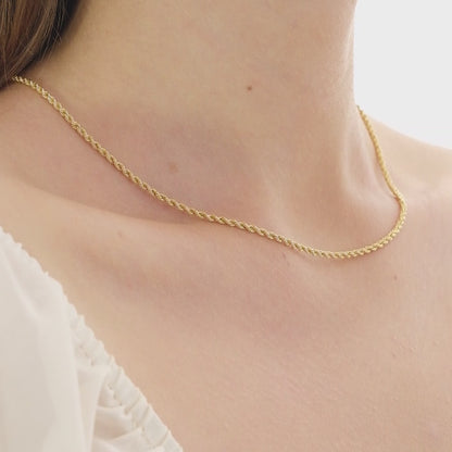 14k Solid Gold Rope Necklace