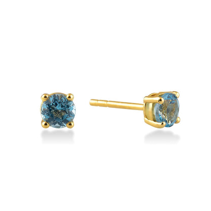 Blue Topaz Studs in 14k Solid Gold - JCarat