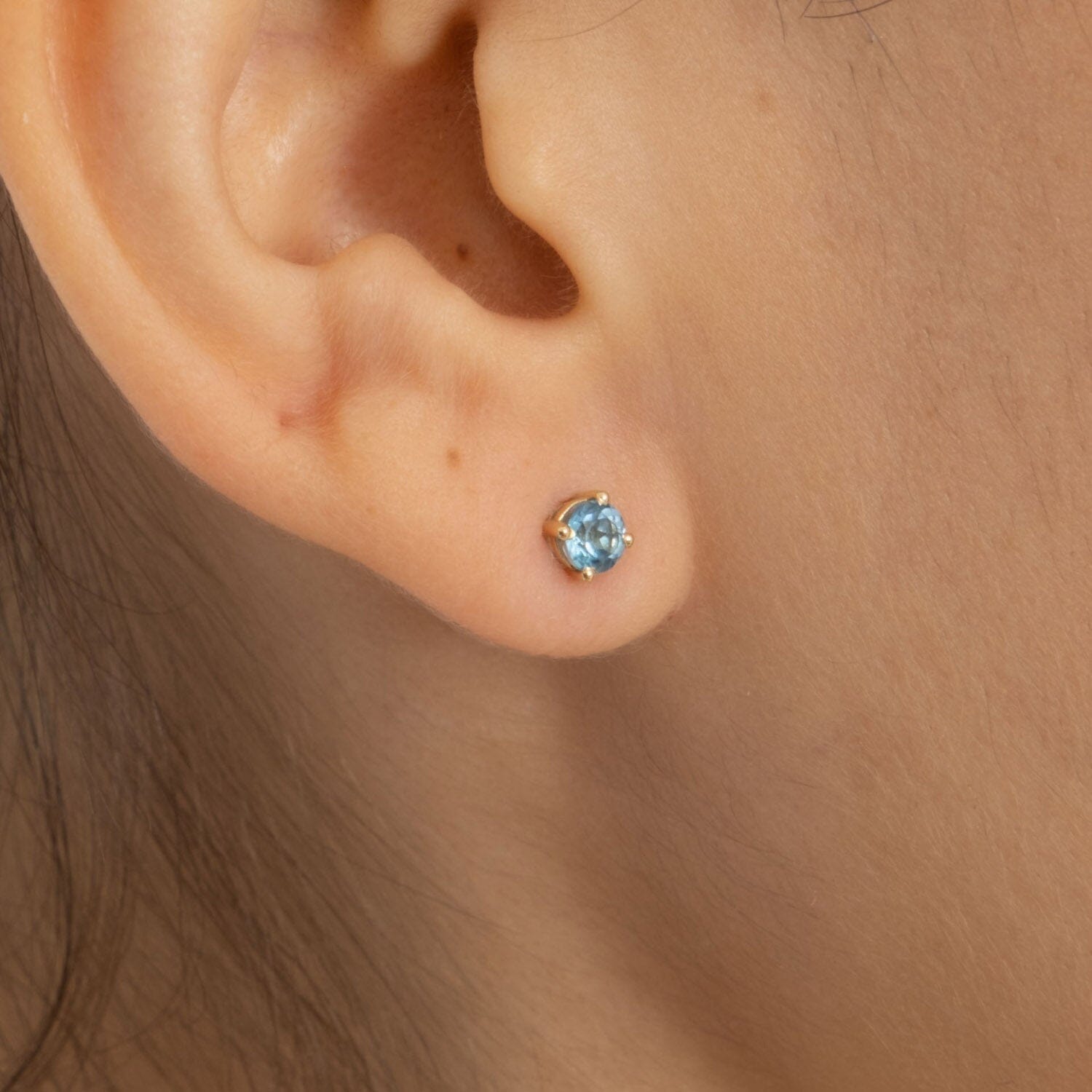 Blue Topaz Studs in 14k Solid Gold - JCarat