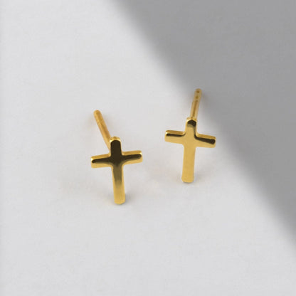 Cross Earrings in 14k Solid Gold - JCarat