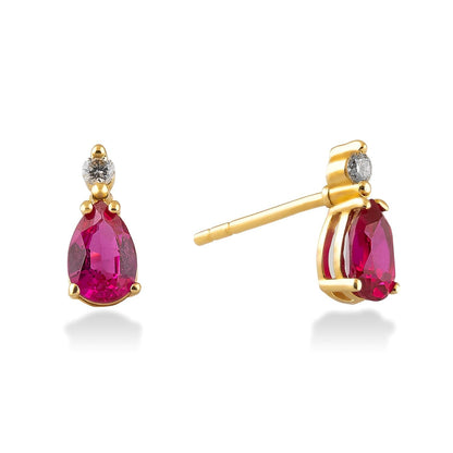 Diamond and Ruby Earrings in 14k Solid Gold - JCarat